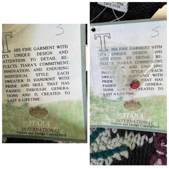 Vintage 80s NEW Tiara Floral Embroidery Cotton Sweater Pullover Oversized Boho L - Picture 12 of 15